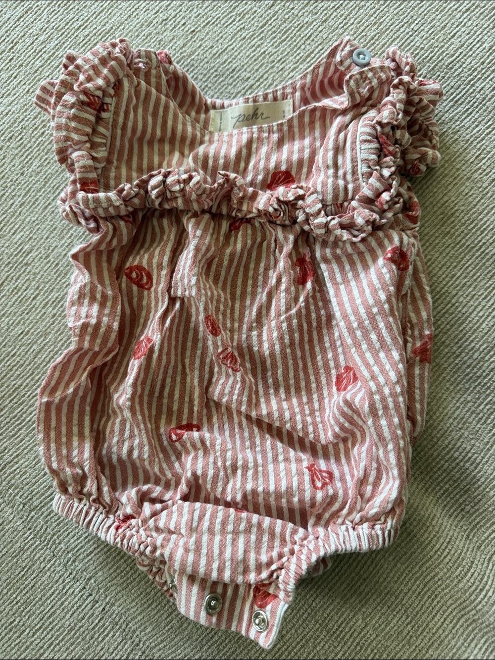 Pehr Seashell Striped Ruffle Romper